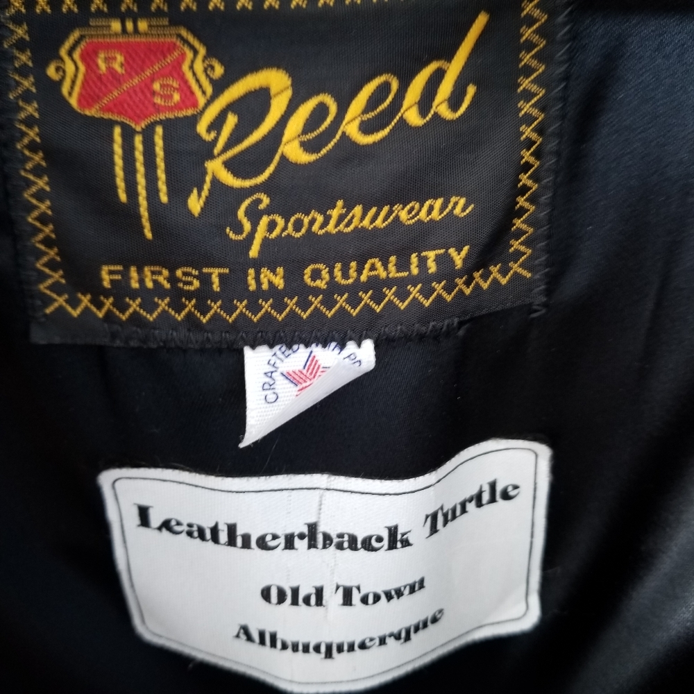 Reed Sportswear Mens Leather Coat Bomber Biker Jacket Black Zip Up Lined Vintage - Picture 3 of 9
